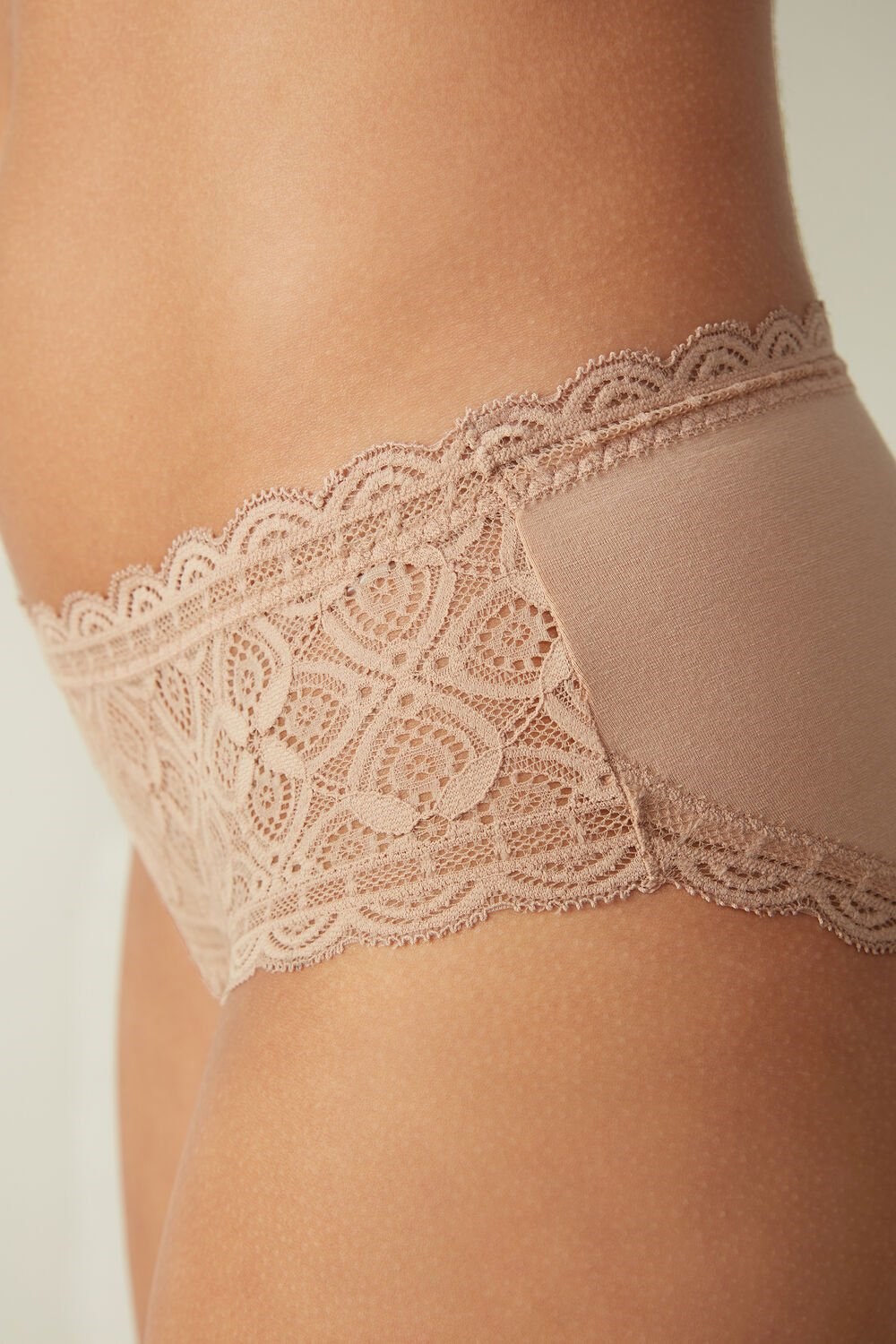 Intimissimi Kanten and Katoenen High Rise Panties Beige | 12703WAZM