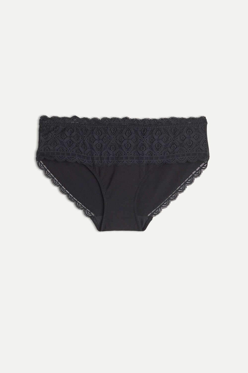 Intimissimi Kanten and Katoenen High Rise Panties Zwart Zwart | 46723MZNB