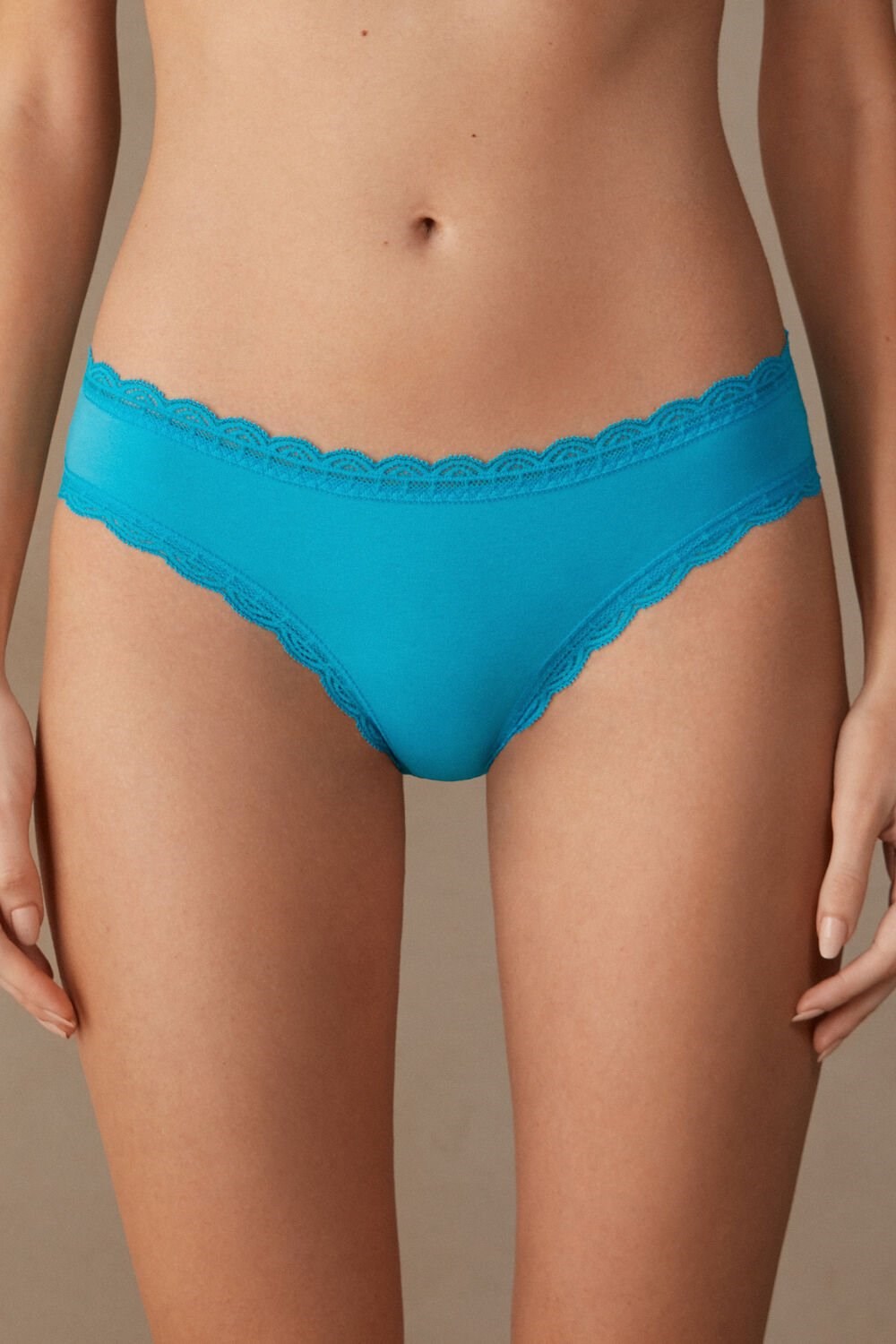 Intimissimi Katoenen and Kanten Panties Blauw Turquoise | 82341JYKM