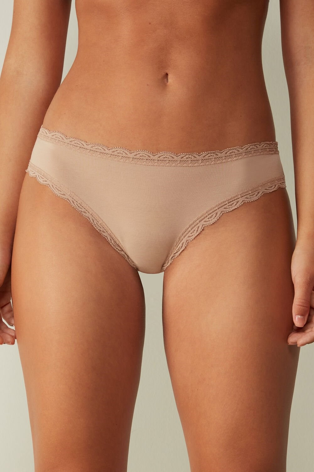 Intimissimi Katoenen and Kanten Panties Beige | 82460FWNL