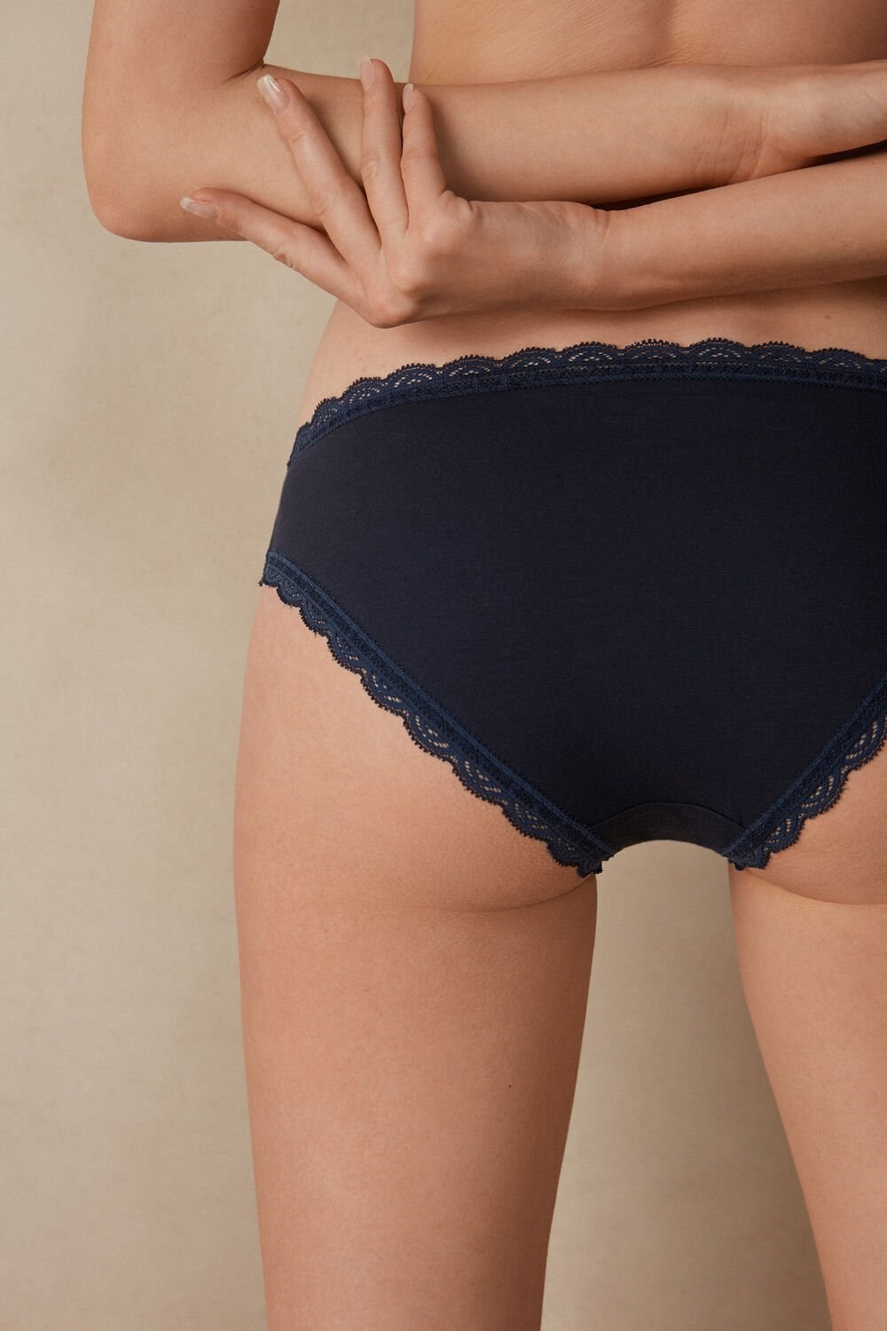 Intimissimi Katoenen and Kanten Panties Blauw Blauw | 85496VPEG