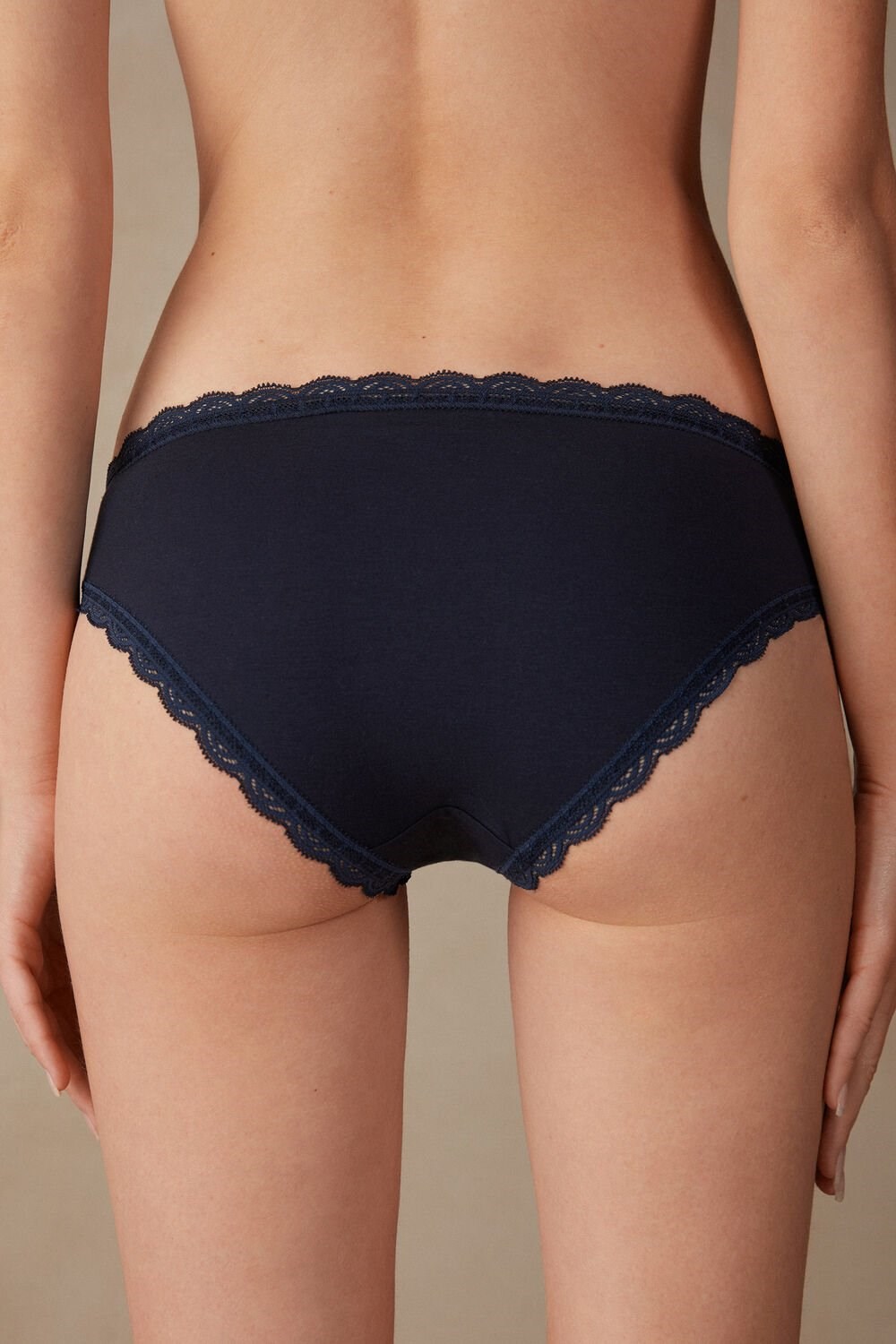 Intimissimi Katoenen and Kanten Panties Blauw Blauw | 85496VPEG