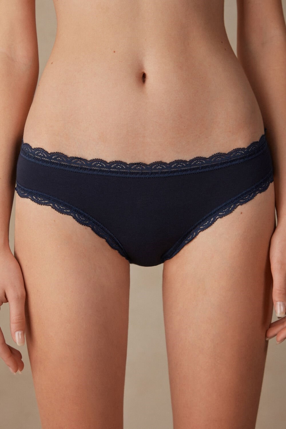 Intimissimi Katoenen and Kanten Panties Blauw Blauw | 85496VPEG