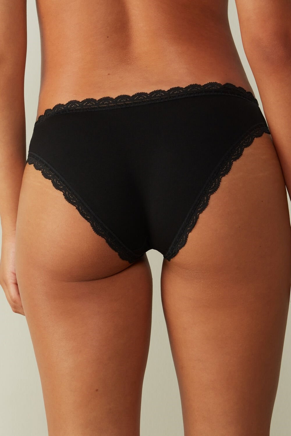 Intimissimi Katoenen and Kanten Panties Zwart Zwart | 95687JLEA