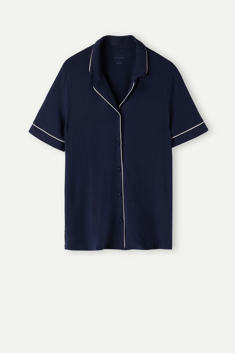 Intimissimi Kort Sleeve Button Up Shirt in Modal Blauw Blauw | 30985MBAI