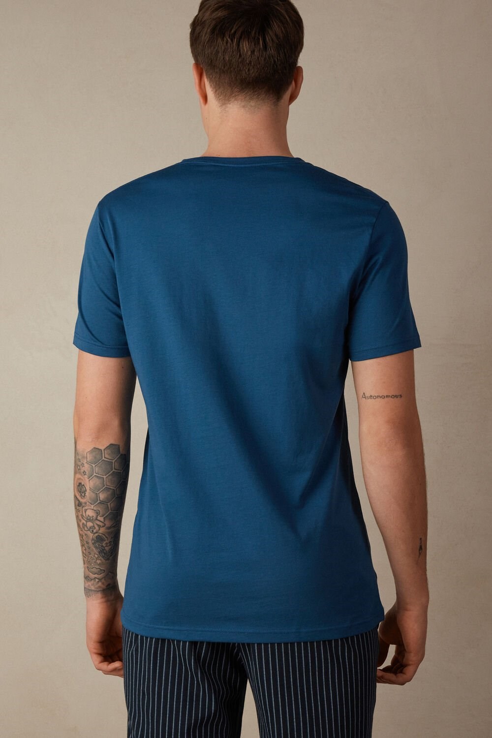 Intimissimi Kort Sleeve Crew Neck T Shirt in Supima® Katoenen Blauw Blauw | 05369BSCG