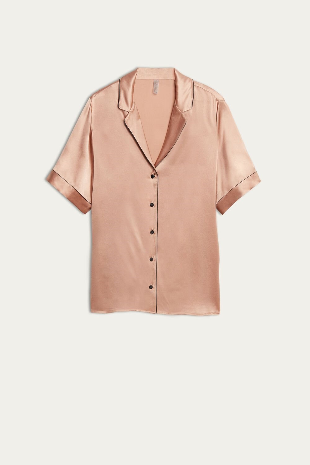 Intimissimi Kort Sleeve Silk Shirt with Contrast Trim Roze | 27946JEKG