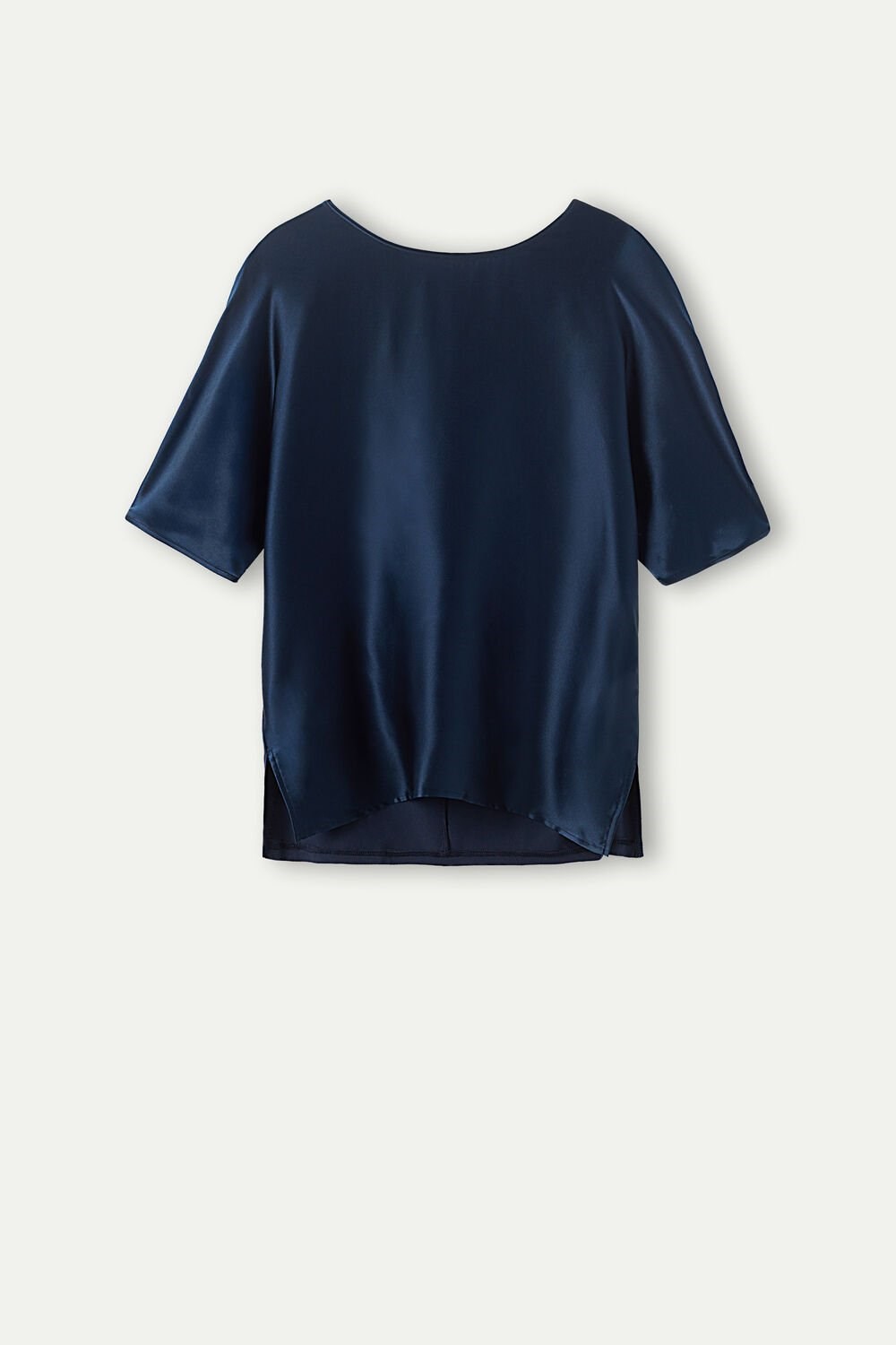 Intimissimi Kort Sleeve Silk and Modal Top Blauw Blauw | 25340ONEW