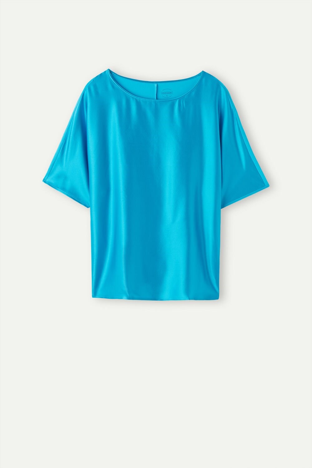 Intimissimi Kort Sleeve Silk and Modal Top Blauw Turquoise | 78409VBEG