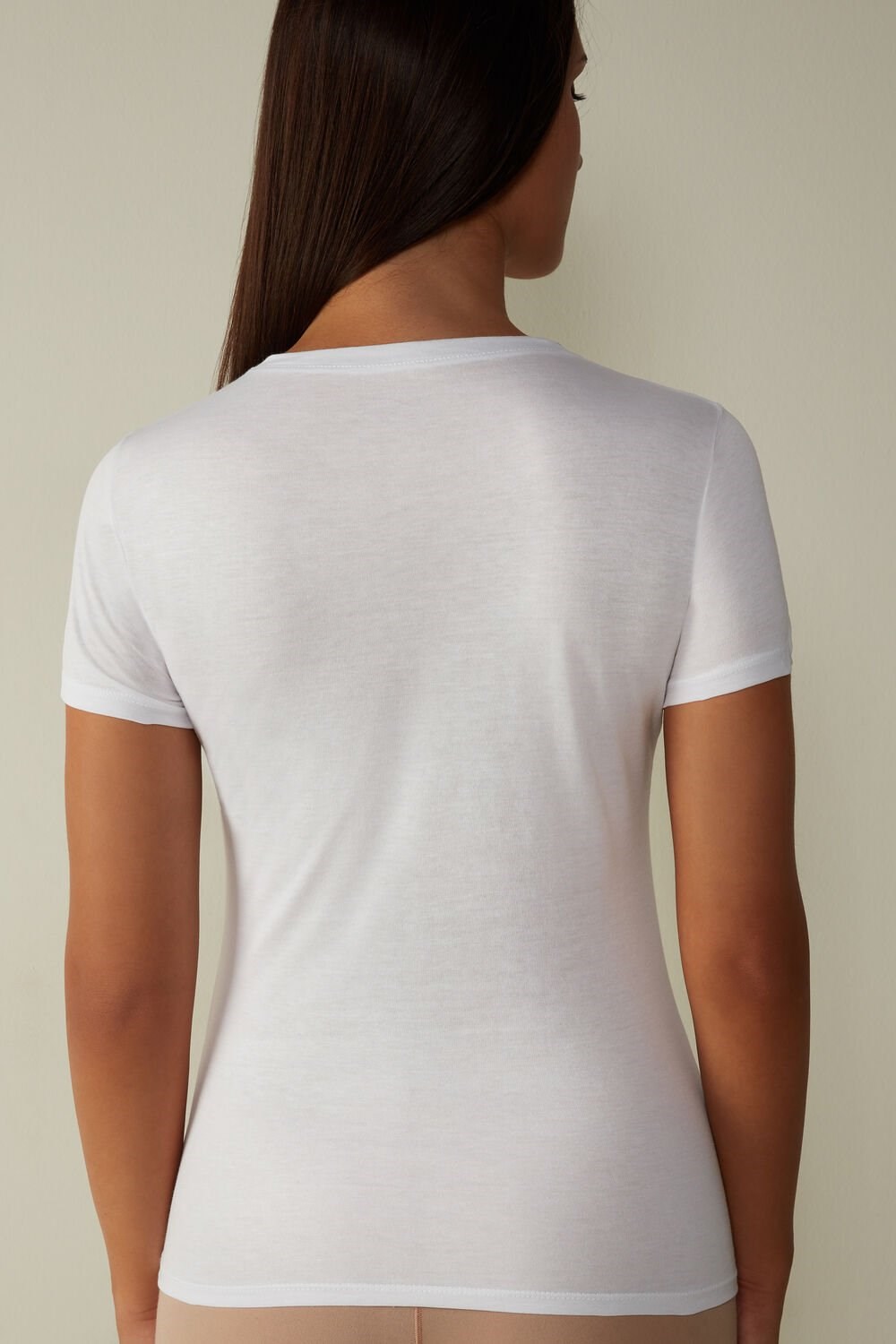 Intimissimi Kort-Sleeve T-shirt in Ultrafresh Supima® Katoenen Wit Wit | 73526DJIF