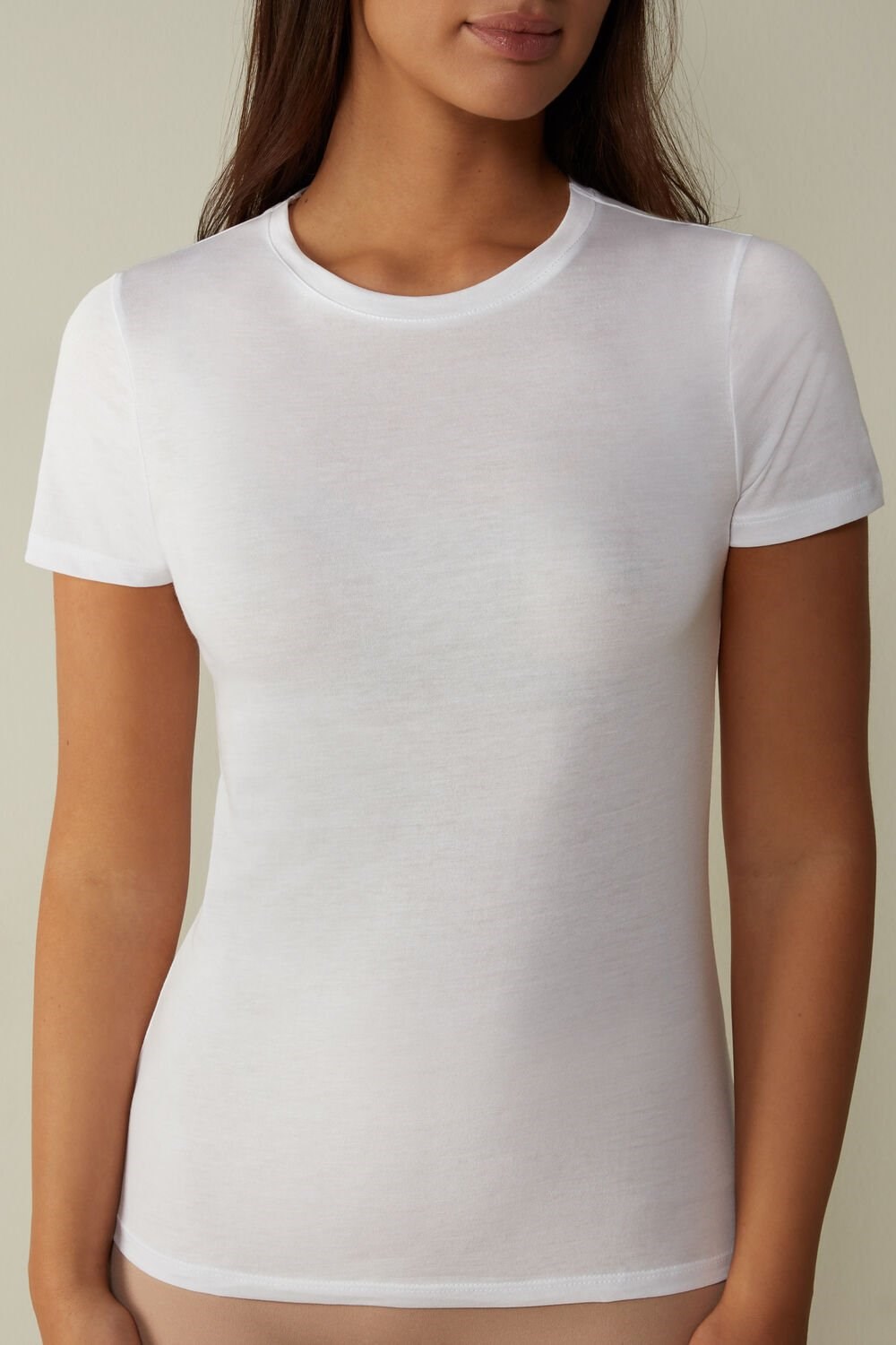 Intimissimi Kort-Sleeve T-shirt in Ultrafresh Supima® Katoenen Wit Wit | 73526DJIF