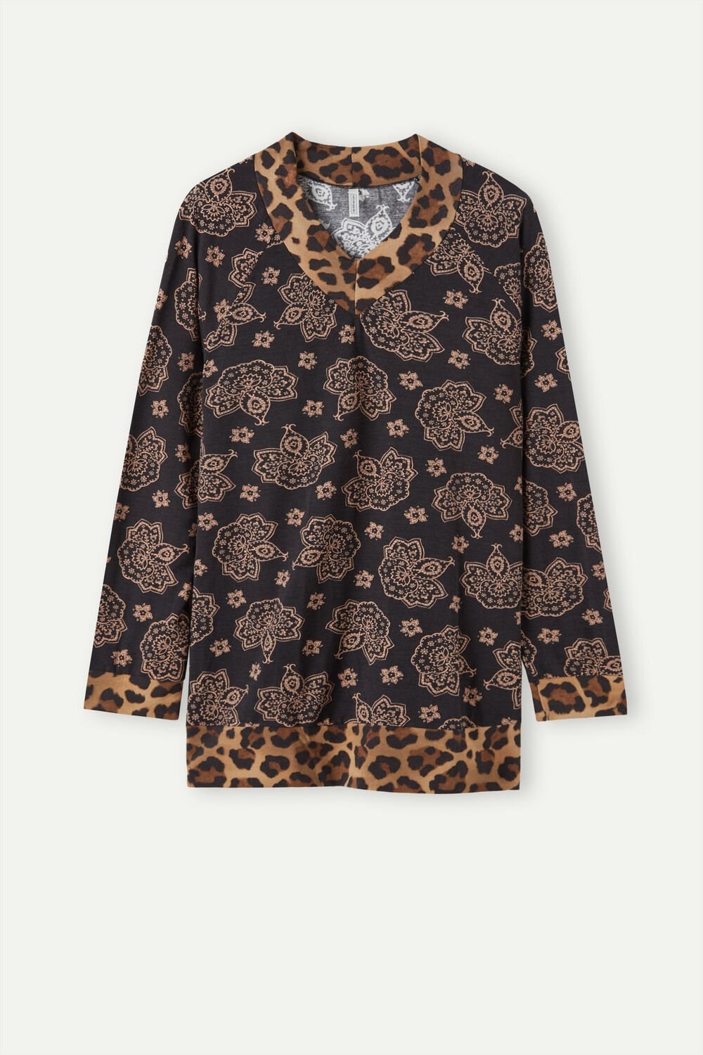 Intimissimi Lady Animalier Long Sleeve Modal Top Zwart | 58192UQGZ