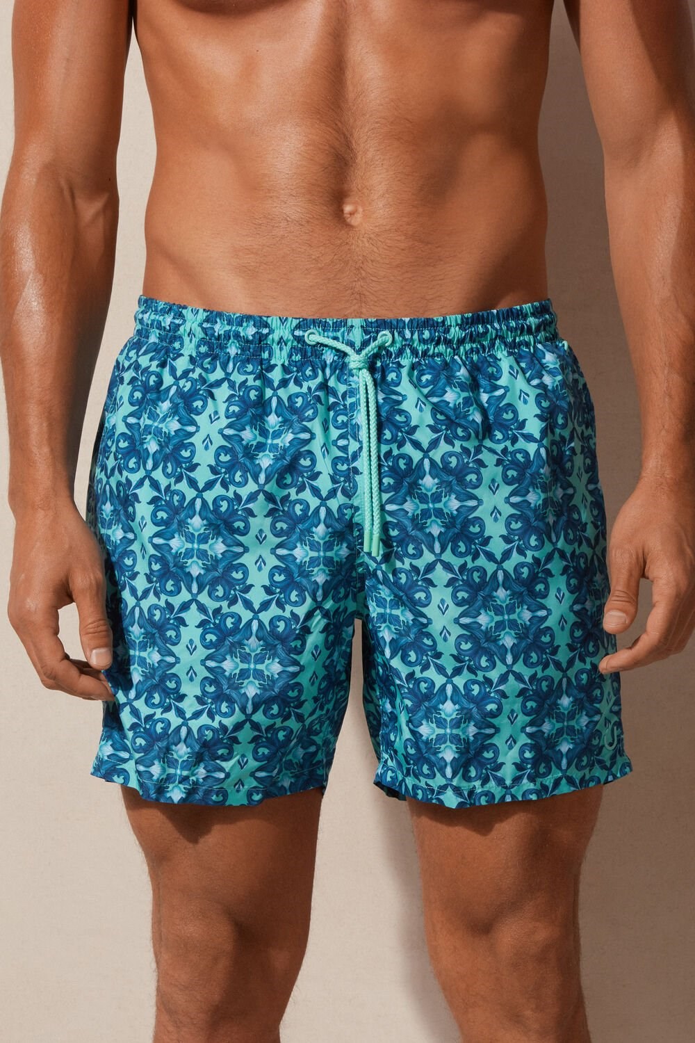 Intimissimi Light Blue Moroccan Print Swim Trunks Blauw Groen | 85439WDLG