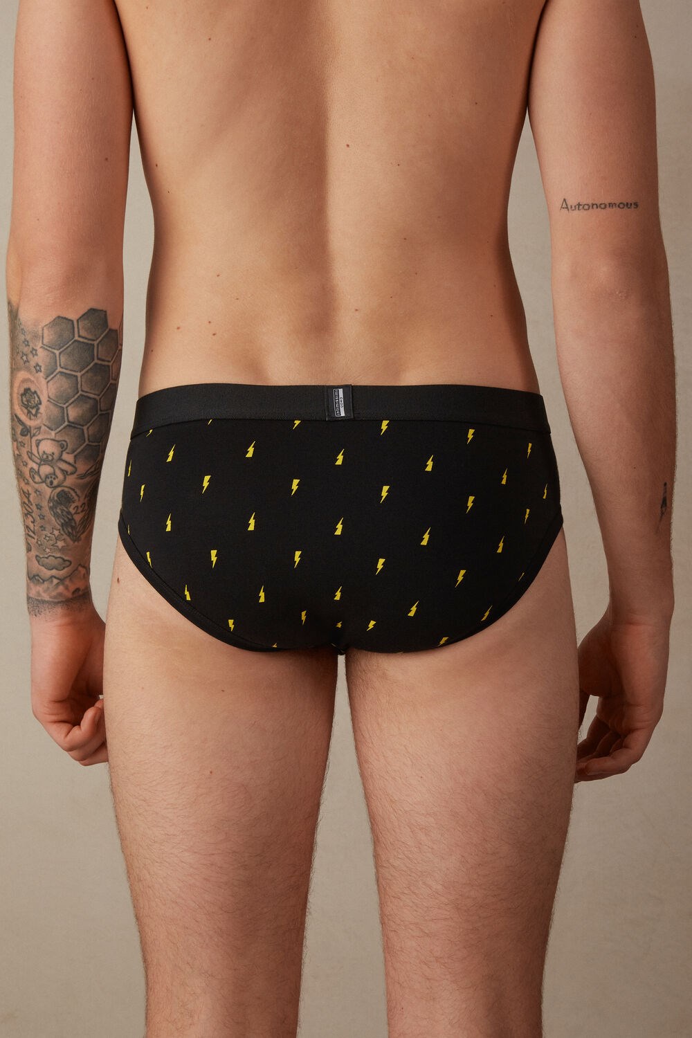 Intimissimi Lightning Bolt Briefs in Stretch Supima® Katoenen Zwart Zwart | 45781XPLK