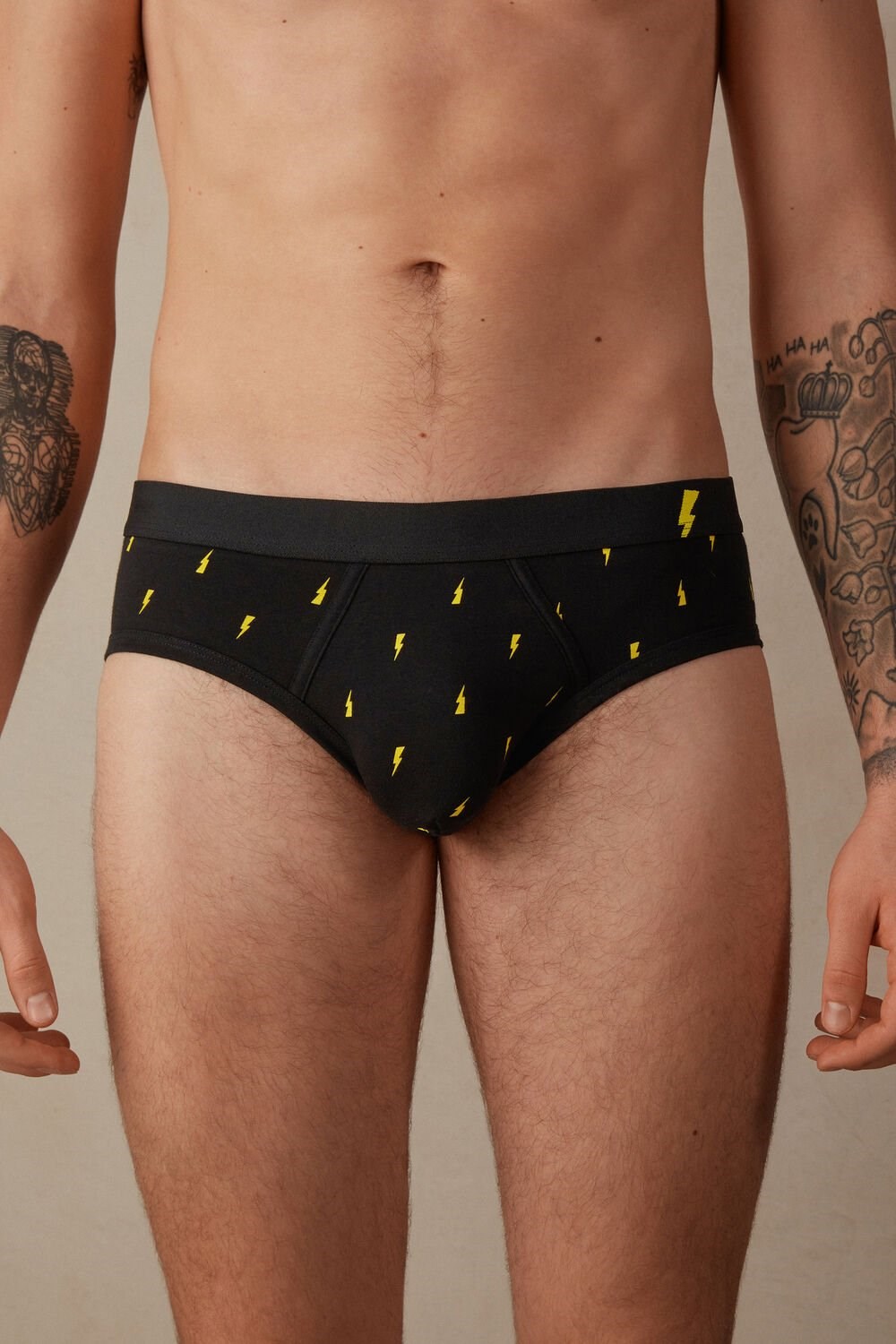 Intimissimi Lightning Bolt Briefs in Stretch Supima® Katoenen Zwart Zwart | 45781XPLK