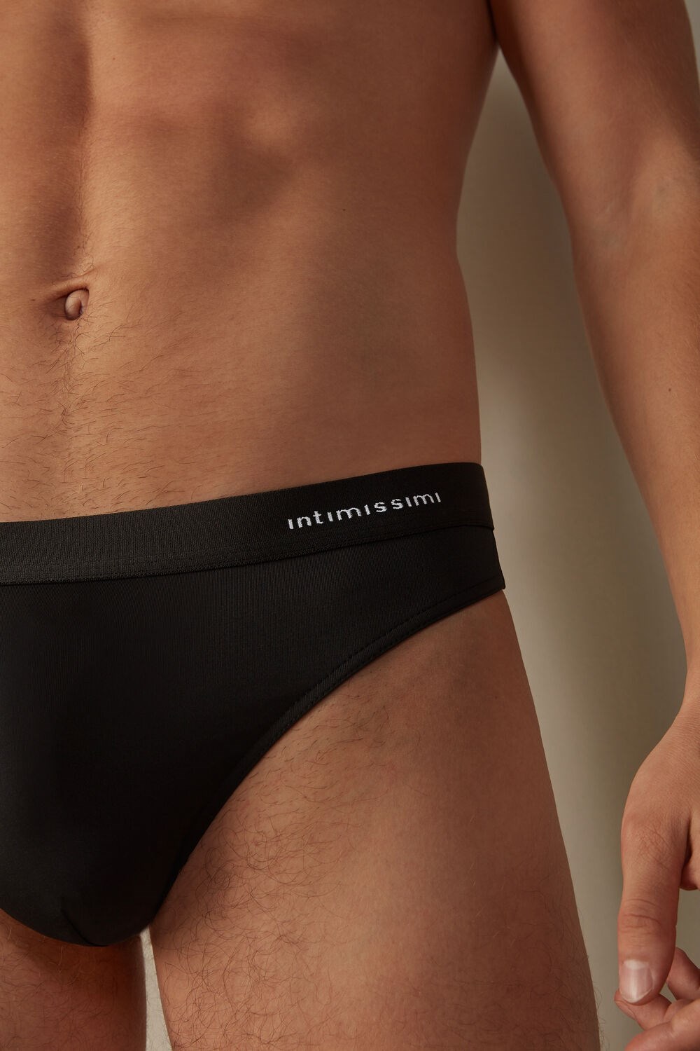 Intimissimi Logo Detailed Microfiber String Zwart Zwart | 39782KTVJ