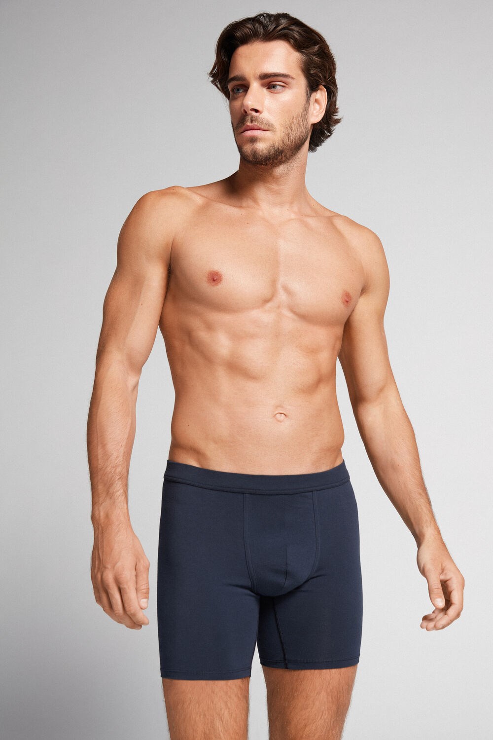 Intimissimi Long Boxers in Stretch Supima® Katoenen Blauw Blauw | 17943ELAD