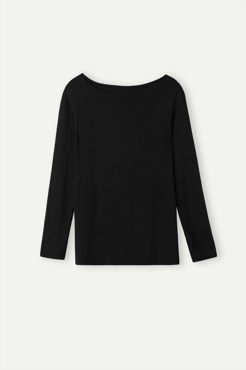 Intimissimi Long Sleeve Bateau Neck Top in Micromodal Zwart Zwart | 18605BENG