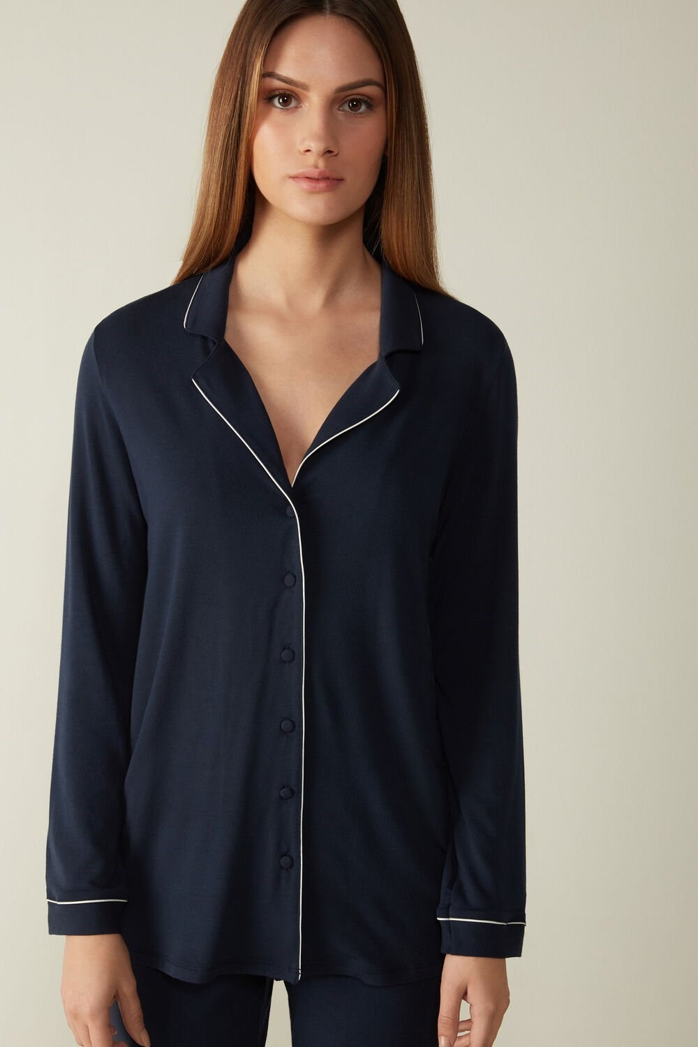 Intimissimi Long-Sleeve Micromodal Pajama Top Blauw Blauw | 80134EGRY