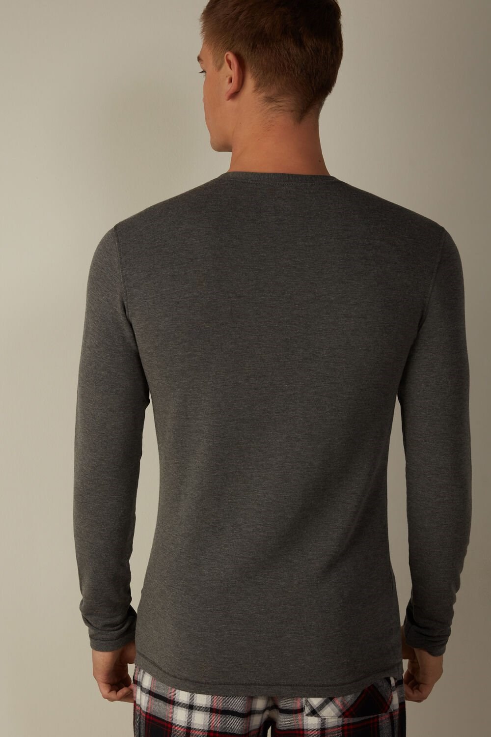 Intimissimi Long-Sleeve Modal-Cashmere Top Donkergrijs Grijs | 14592EDAQ