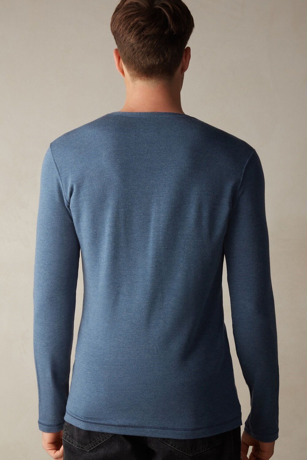 Intimissimi Long-Sleeve Modal-Cashmere Top Blauw Blauw | 26107VKHJ