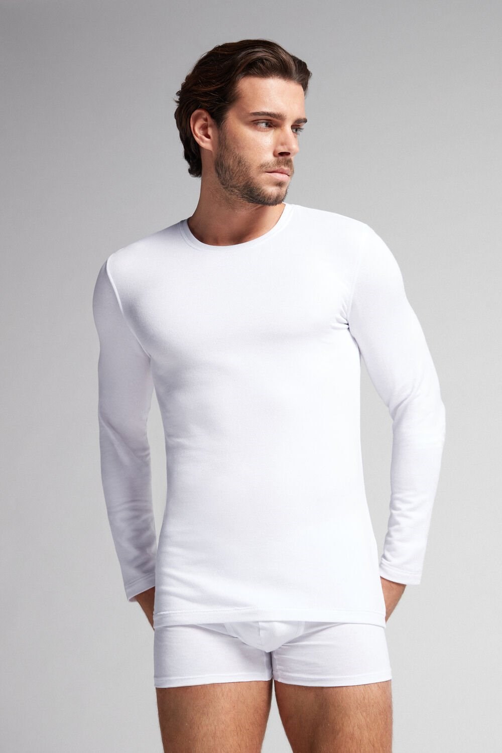 Intimissimi Long-Sleeve Modal-Cashmere Top Wit Wit | 86192JWKO