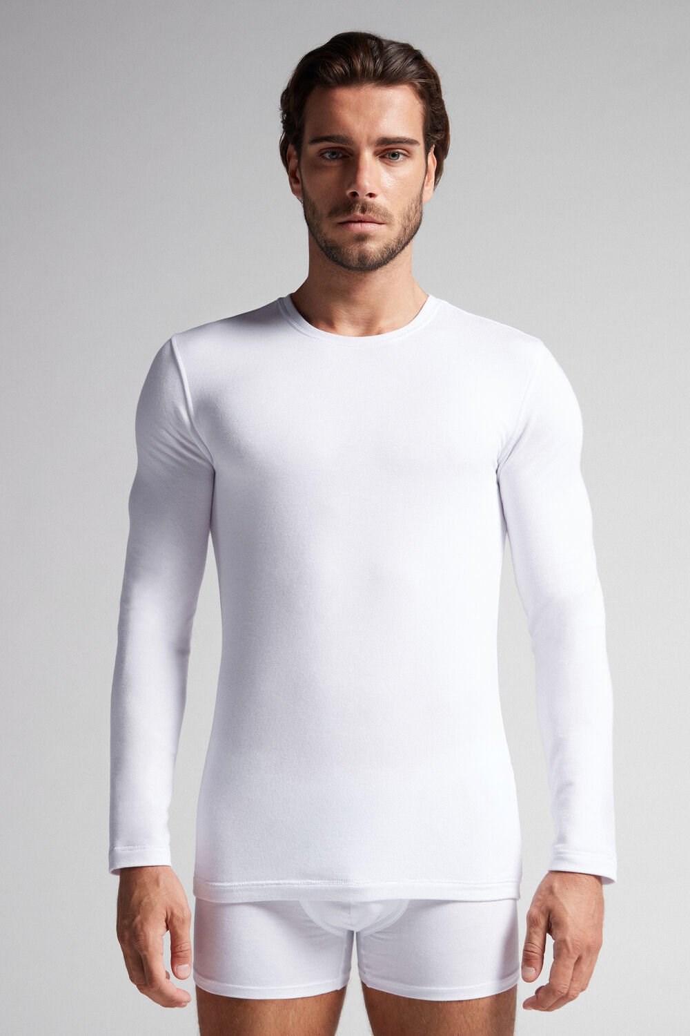 Intimissimi Long-Sleeve Modal-Cashmere Top Wit Wit | 86192JWKO