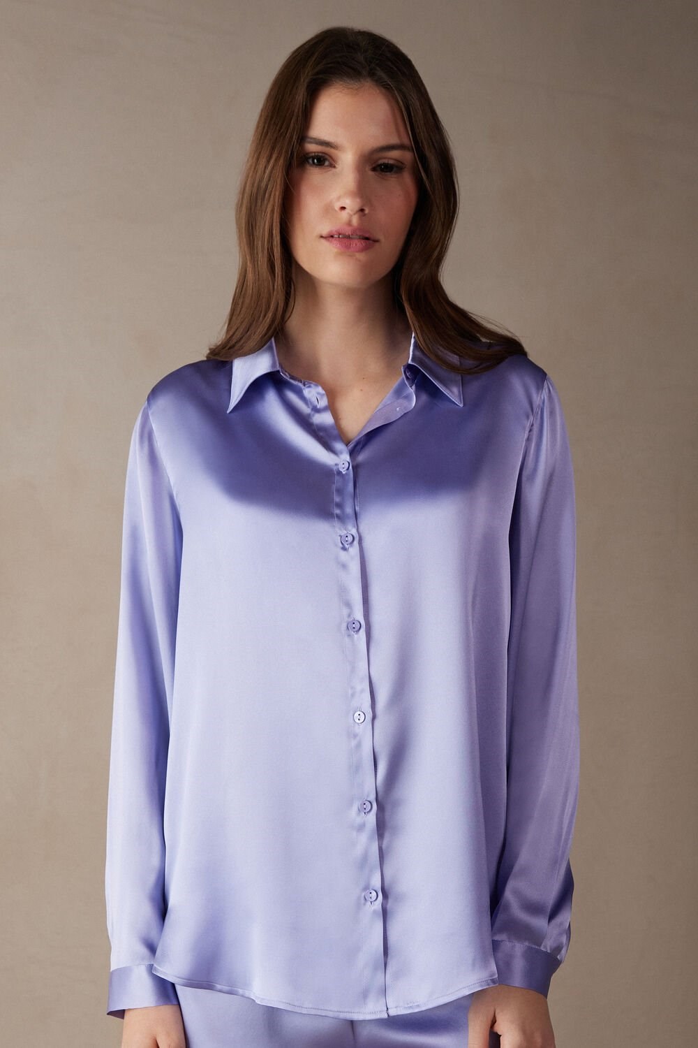 Intimissimi Long Sleeve Silk Shirt Lavendel | 34258HZCQ