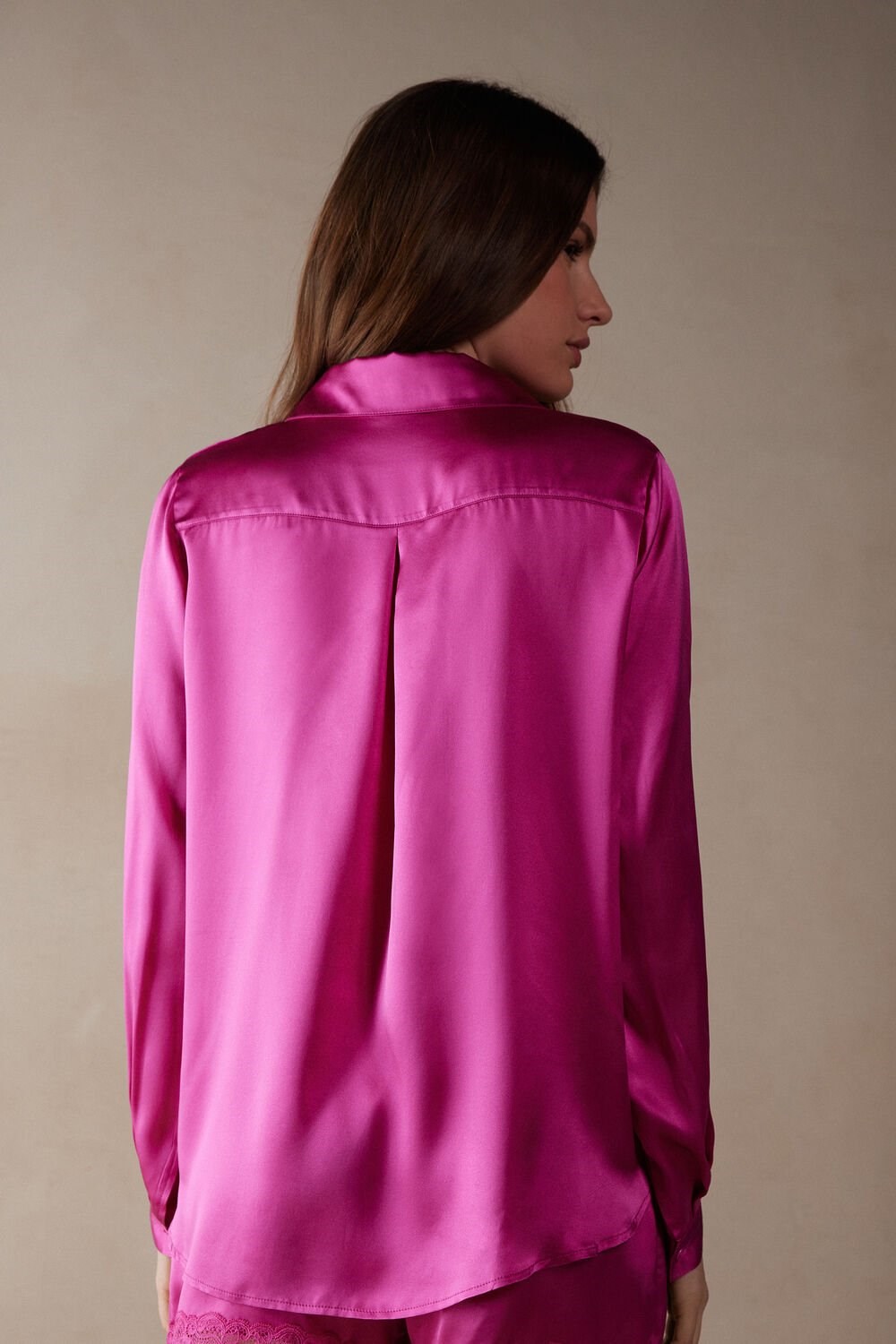 Intimissimi Long Sleeve Silk Shirt Roze Roze | 91756HZBF