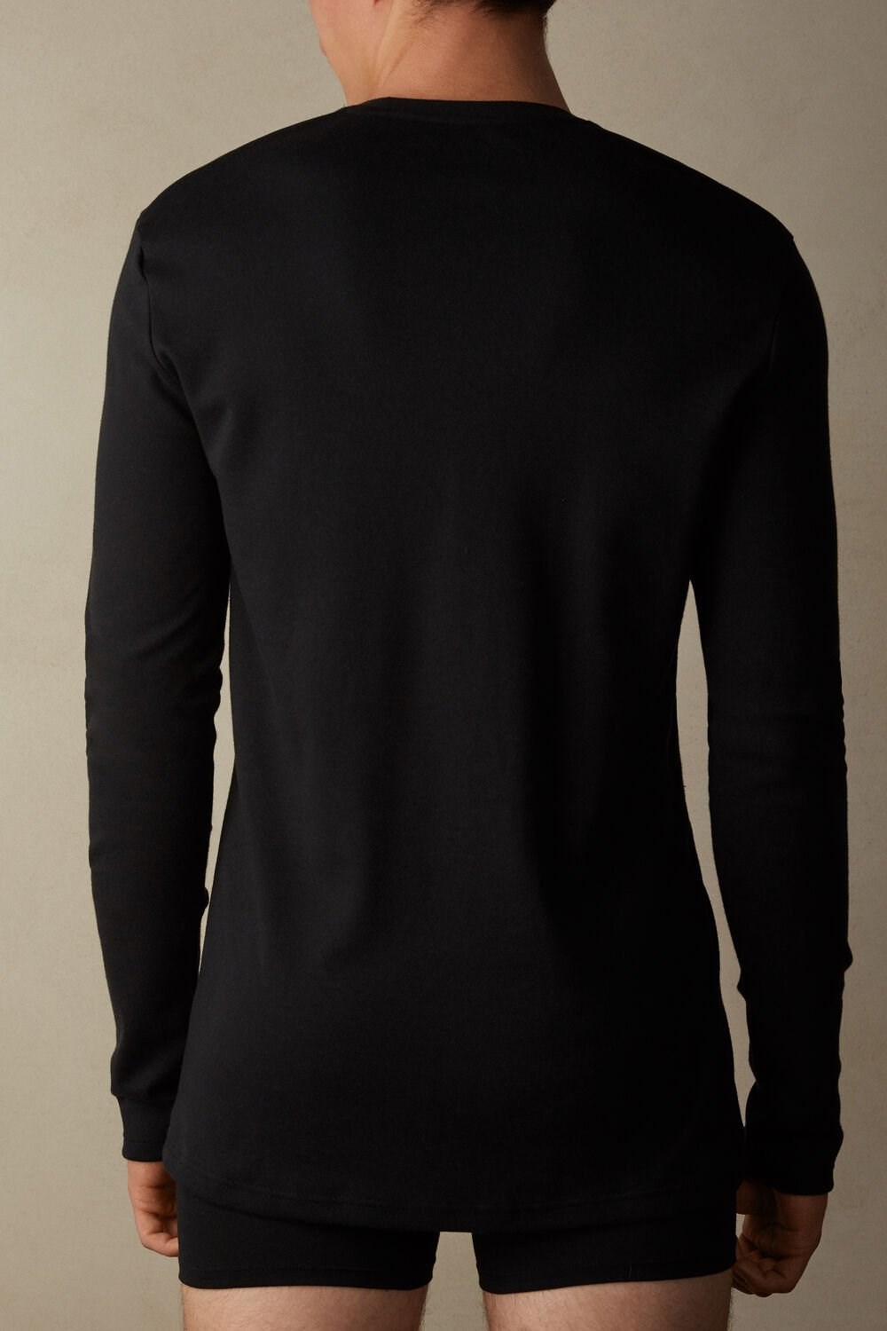 Intimissimi Long Sleeve Top in Warm Katoenen Zwart Zwart | 87620EQBP