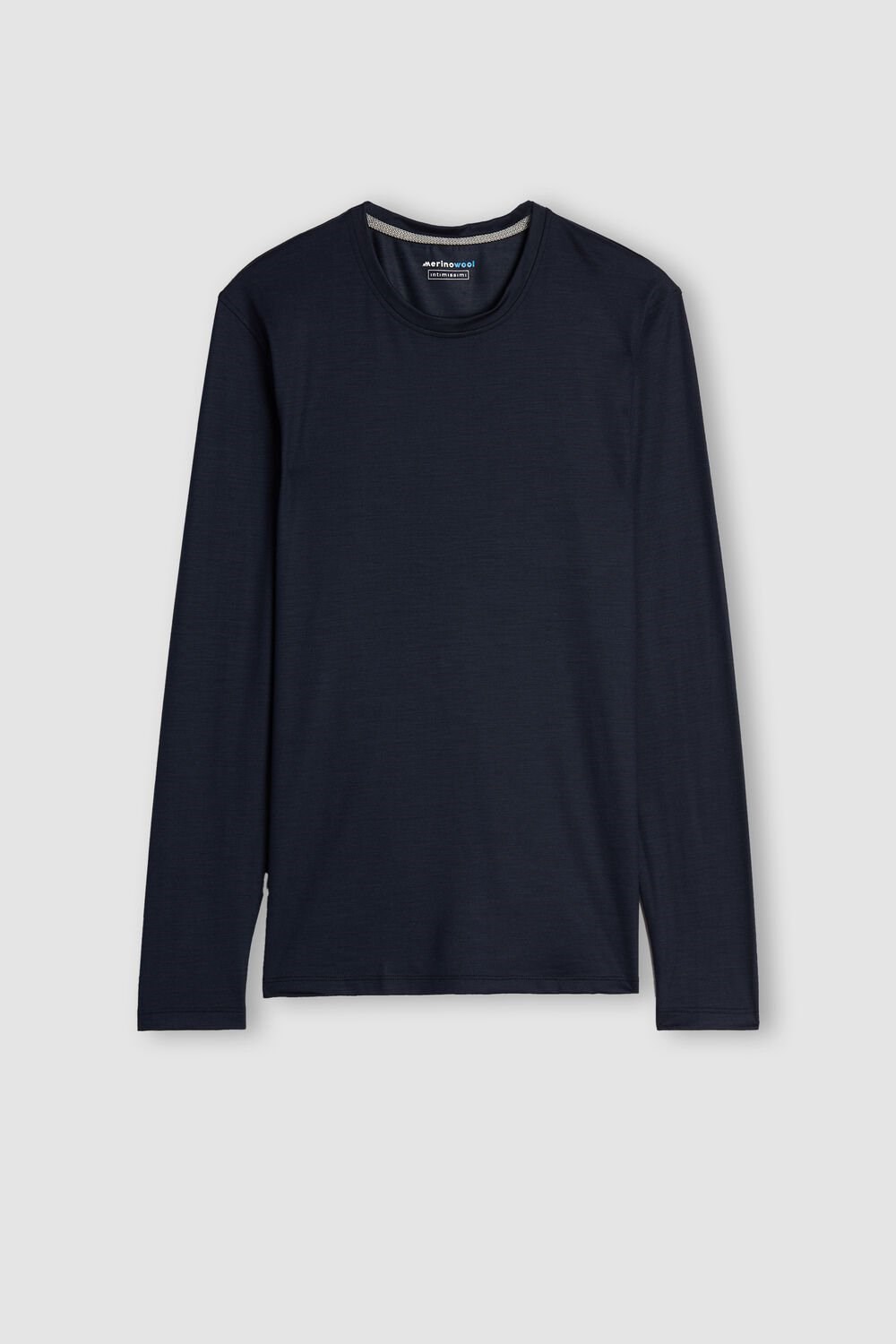 Intimissimi Long-sleeve Crew-Neck Merino-Wol Top Blauw Blauw | 10342FAIL