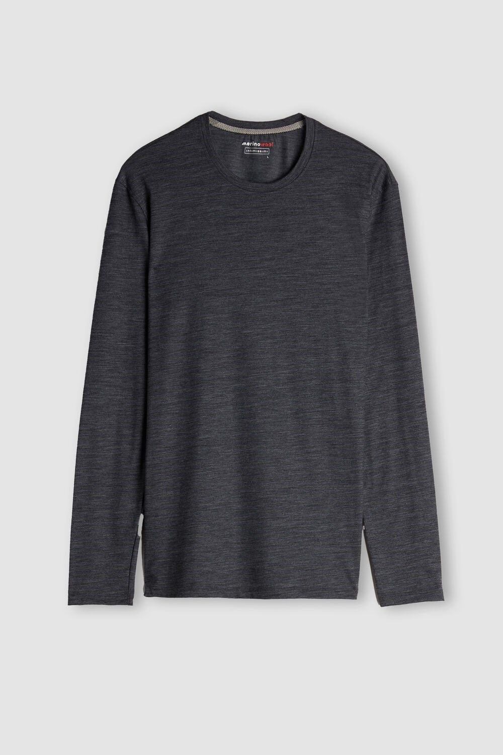 Intimissimi Long-sleeve Crew-Neck Merino-Wol Top Donkergrijs Grijs | 46180IBHM