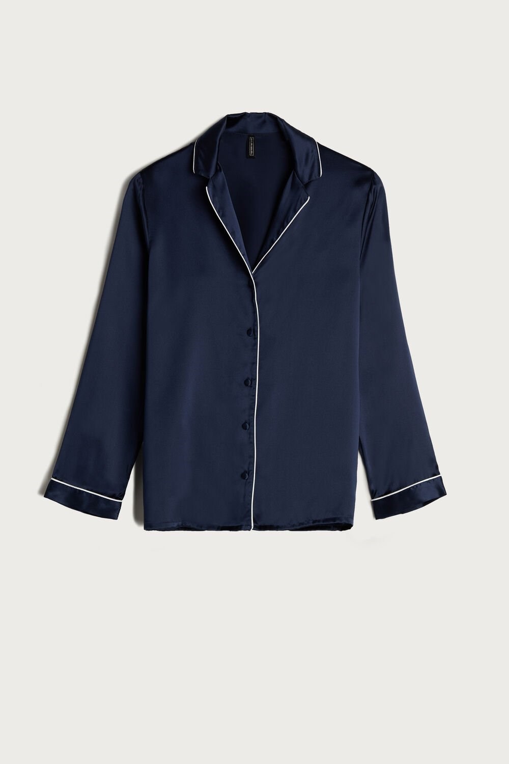 Intimissimi Mannish-Cut Jacket in Silk Satin Blauw Blauw | 72184GDNQ