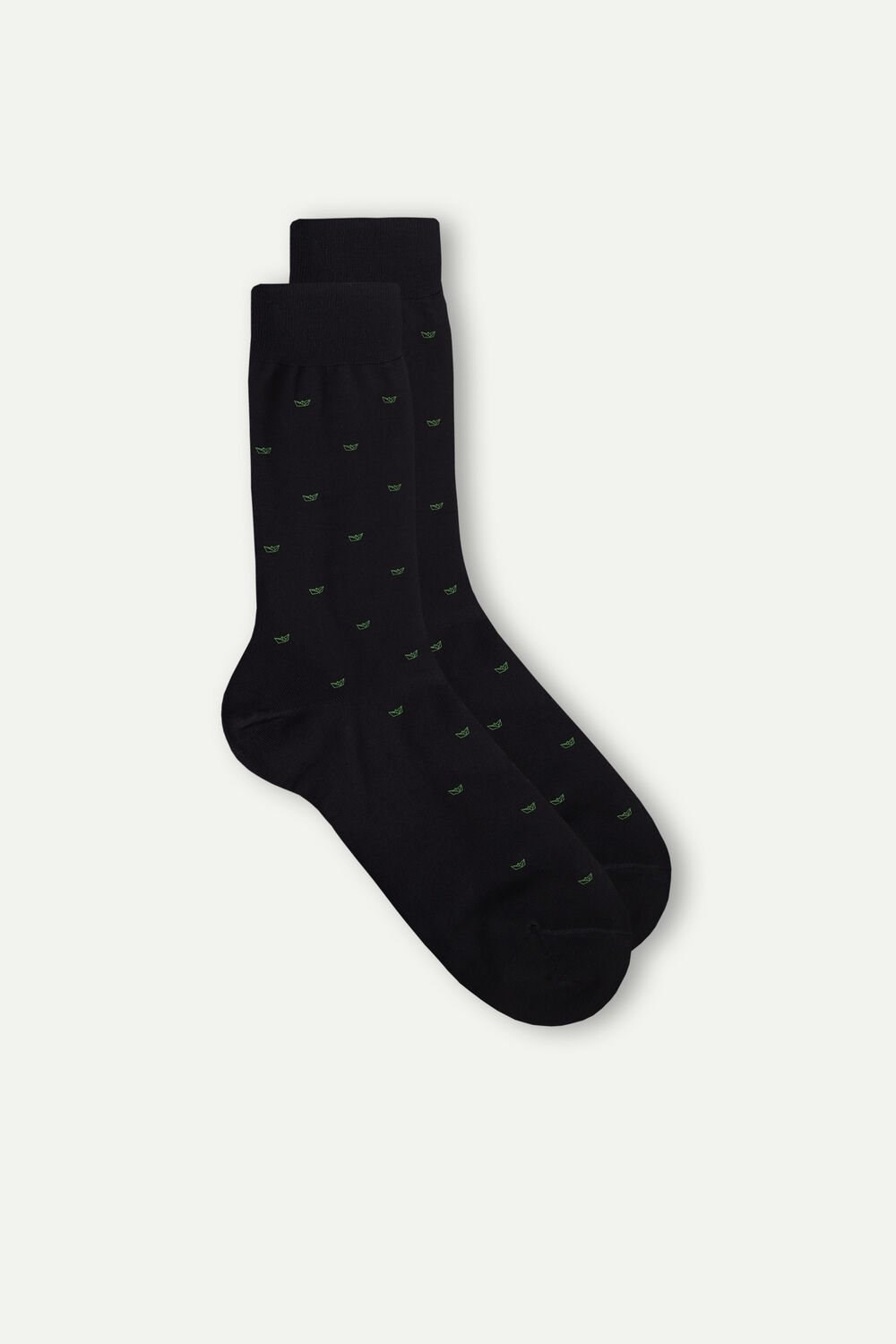 Intimissimi Men’s Kort Socks in Patterned Lisle Katoenen Zwart Zwart | 13268HPOV