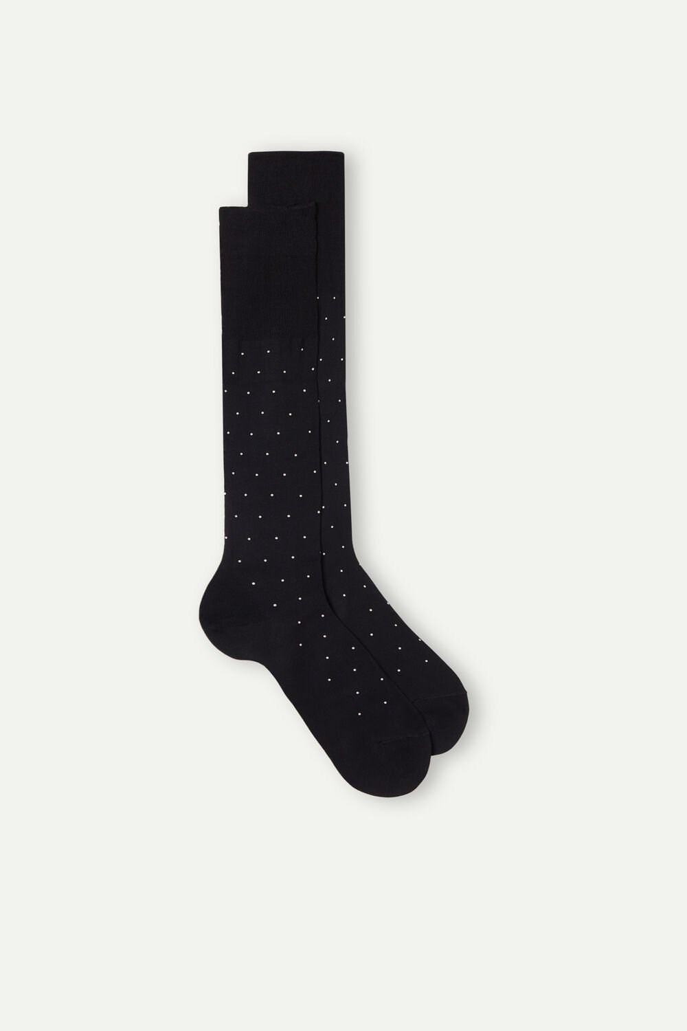 Intimissimi Men’s Long Socks in Patterned Lisle Katoenen Zwart Zwart | 46173BTSG