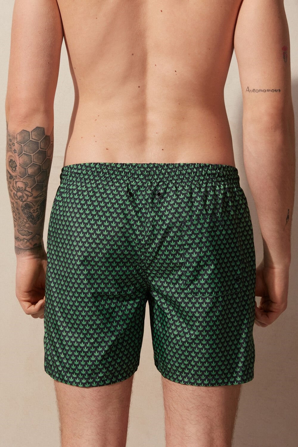 Intimissimi Micro Leaf Print Swim Trunks Groen Zwart | 96021YPBM