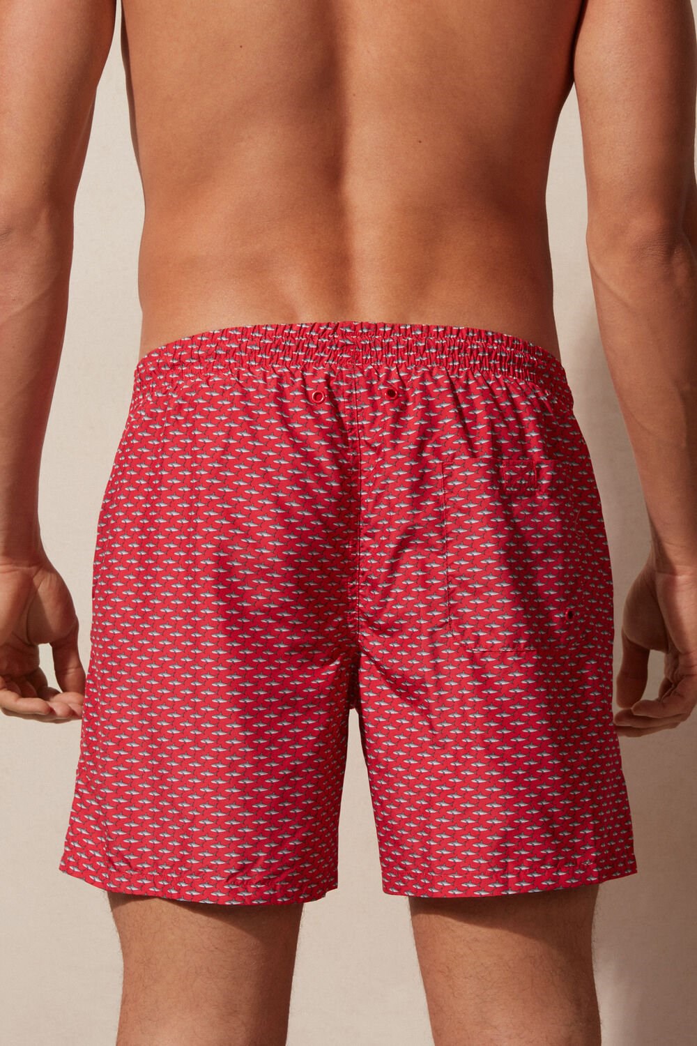 Intimissimi Micro Shark Print Swim Trunks Rood | 95203ASLW