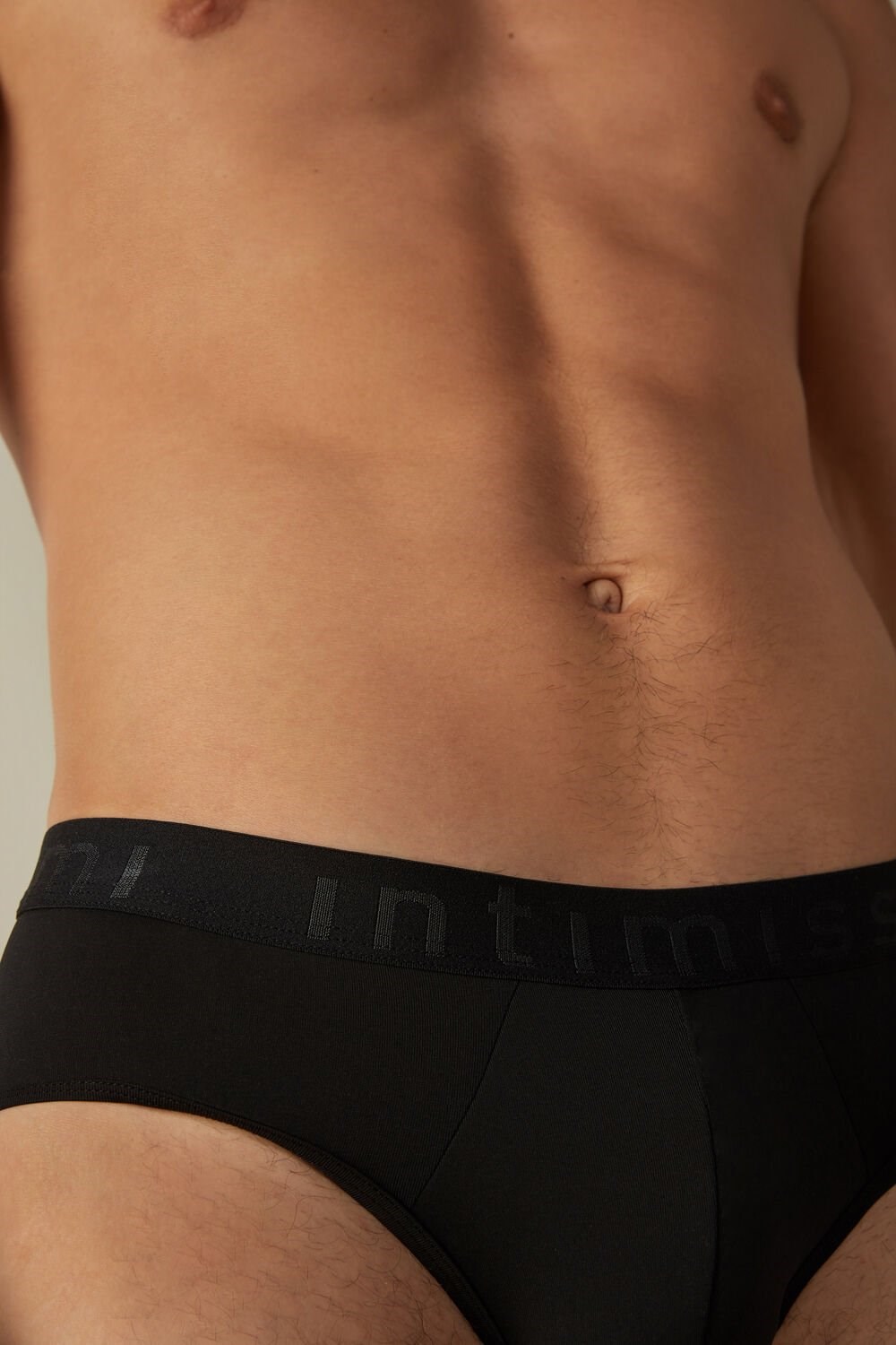 Intimissimi Microfiber Briefs with Logo Detail Zwart Zwart | 08569CZOT