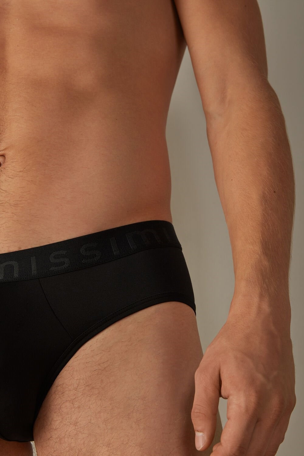 Intimissimi Microfiber Briefs with Logo Detail Zwart Zwart | 08569CZOT