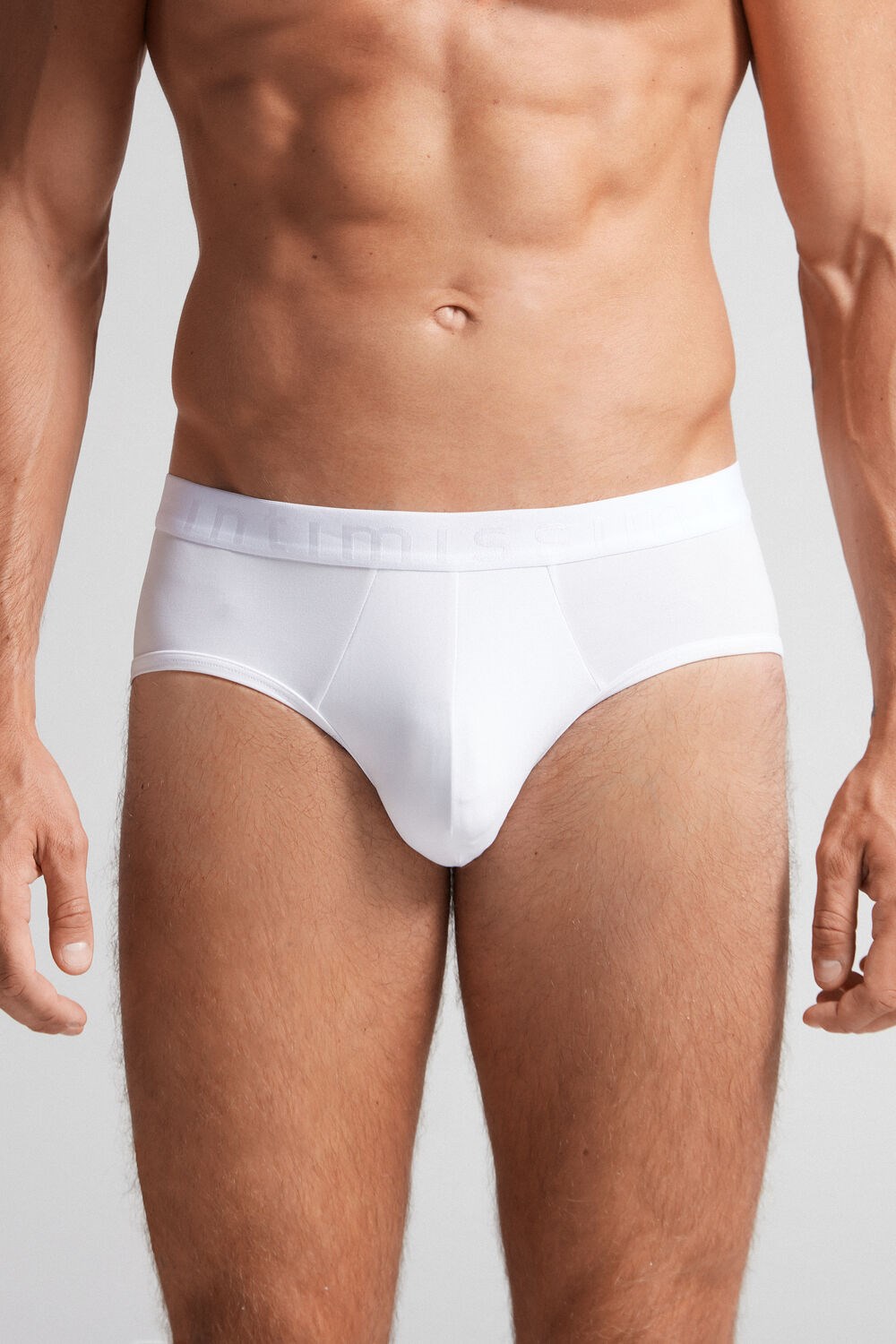 Intimissimi Microfiber Briefs with Logo Detail Wit Wit | 57480JGKX