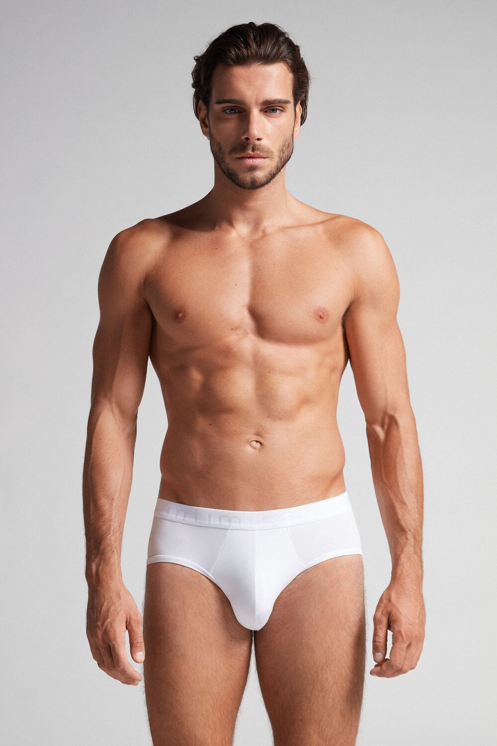 Intimissimi Microfiber Briefs with Logo Detail Wit Wit | 57480JGKX