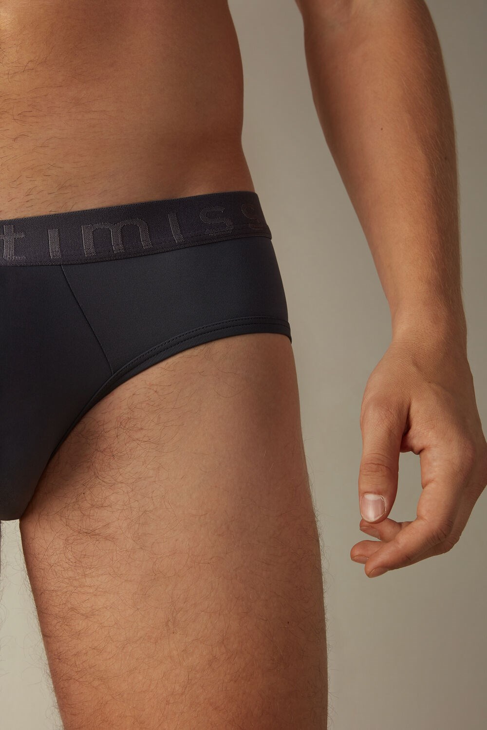 Intimissimi Microfiber Briefs with Logo Detail Grijs Grijs | 85943MLXR