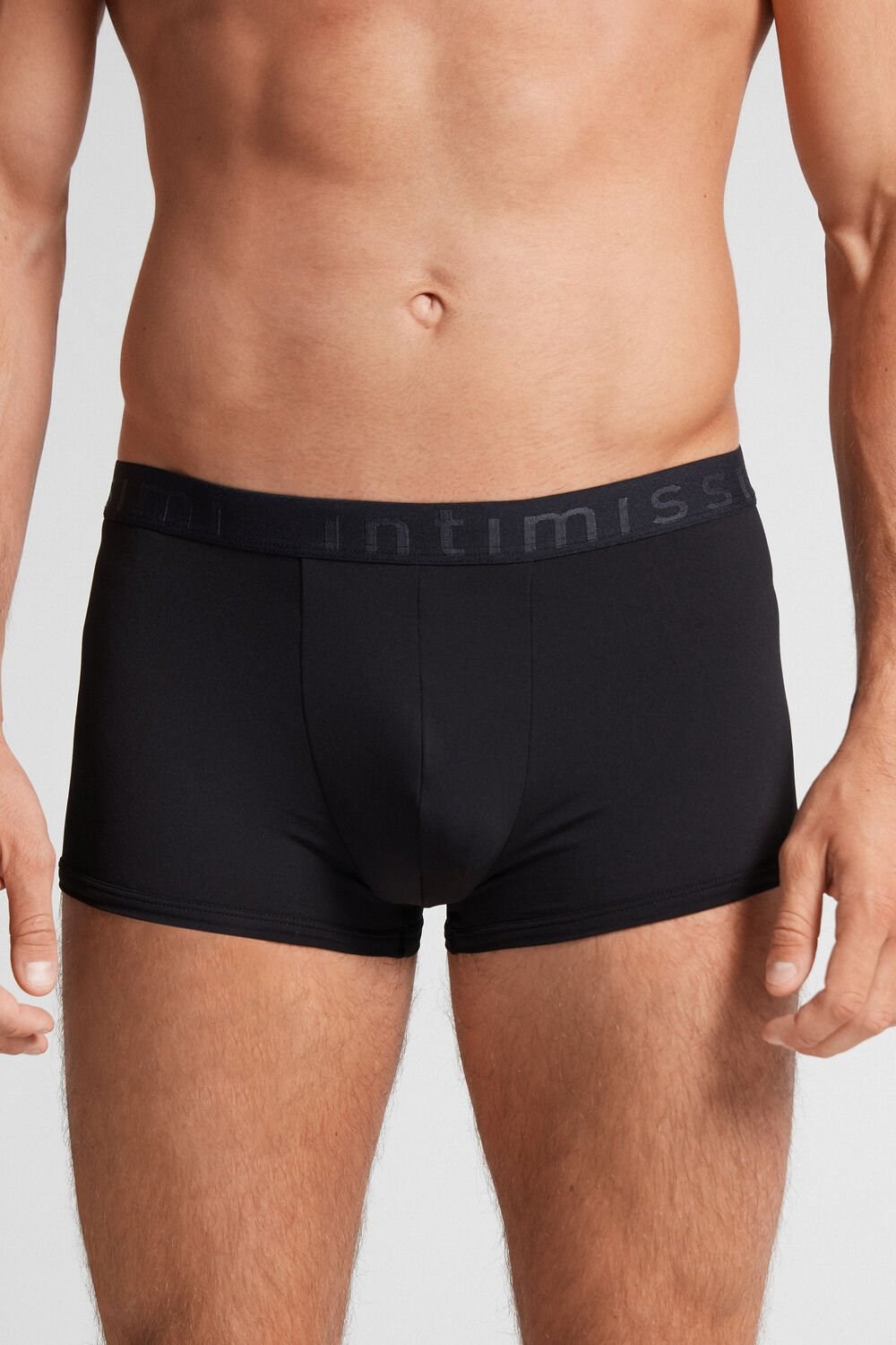 Intimissimi Microfiber Logo Boxer Shorts Zwart Zwart | 06587TMEH