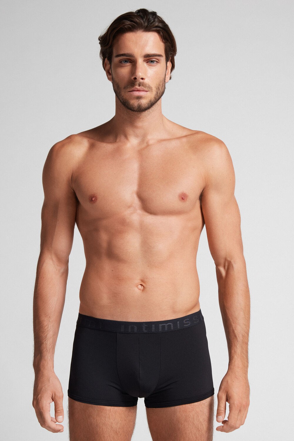 Intimissimi Microfiber Logo Boxer Shorts Zwart Zwart | 06587TMEH