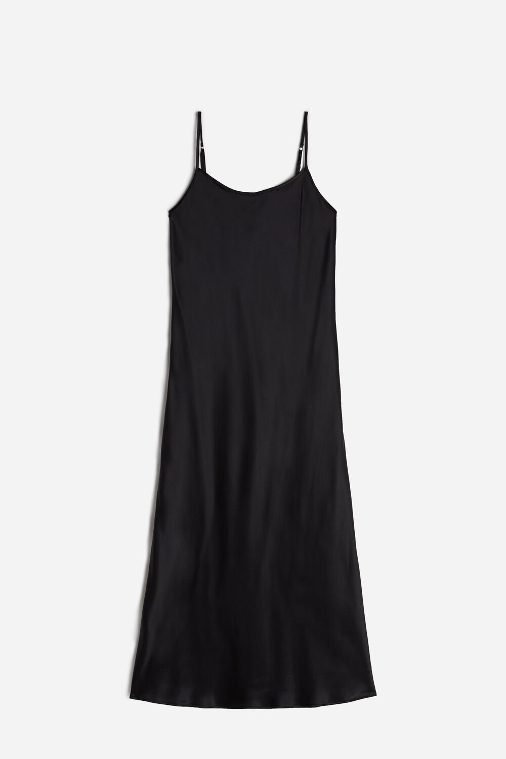 Intimissimi Midi-Length Slip in Silk Zwart Zwart | 04832FBHS