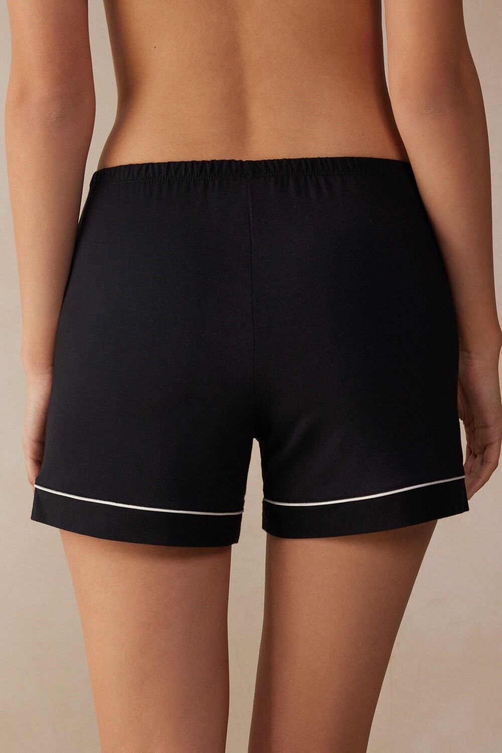 Intimissimi Modal Shorts with Contrast Trim Zwart Zwart | 08429PFRV