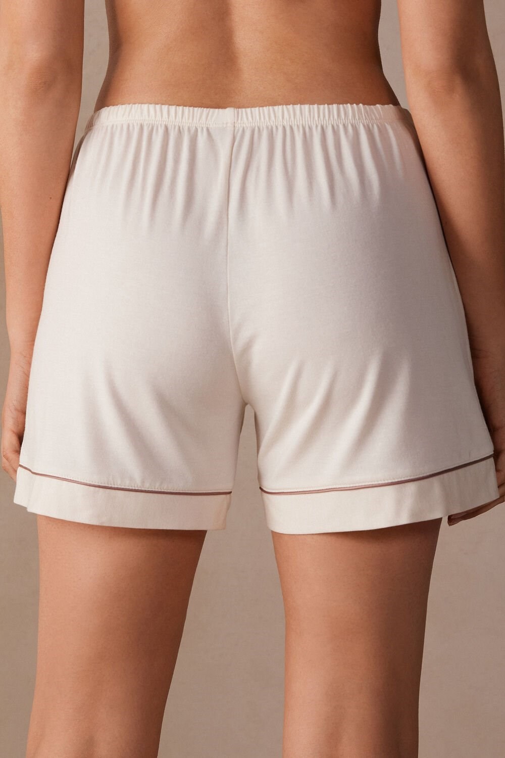 Intimissimi Modal Shorts with Contrast Trim Natural - 612i - Vanilla Ivory | 87196MOZP