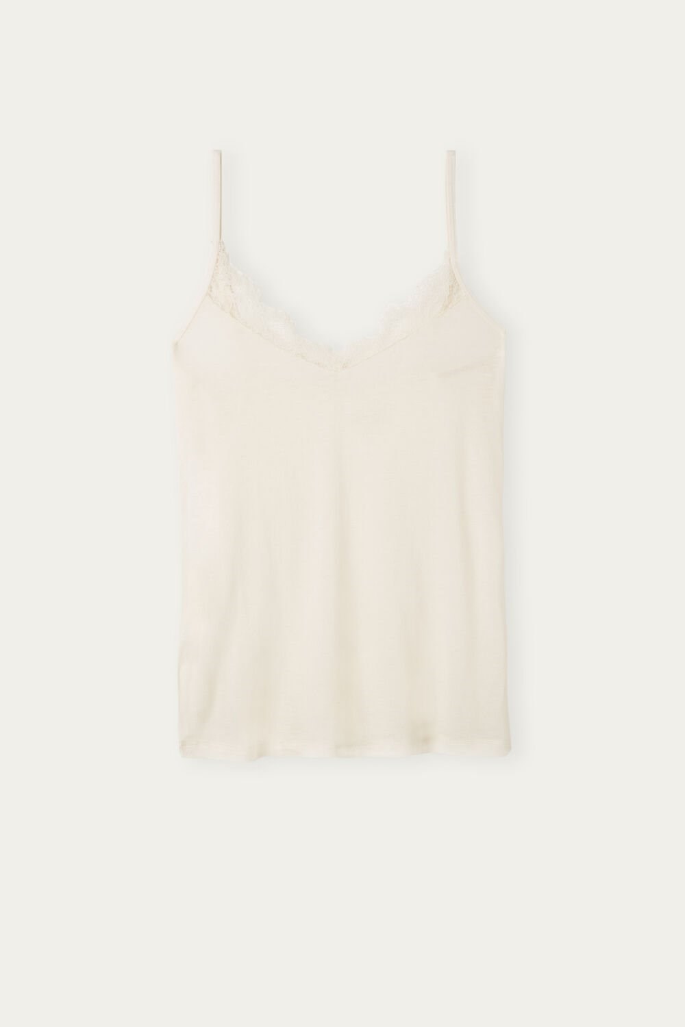 Intimissimi Modal Ultralight Cashmere Blend Top with Kanten Ivory - 231i - Vanilla | 31607NRCV