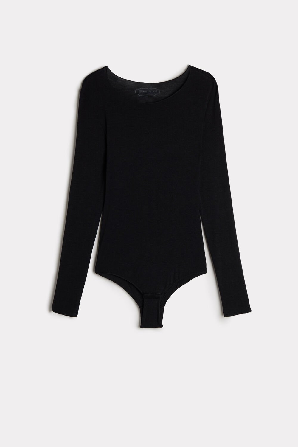 Intimissimi Modal and Cashmere Long-Sleeve Bodysuit Zwart Zwart | 28567STYE