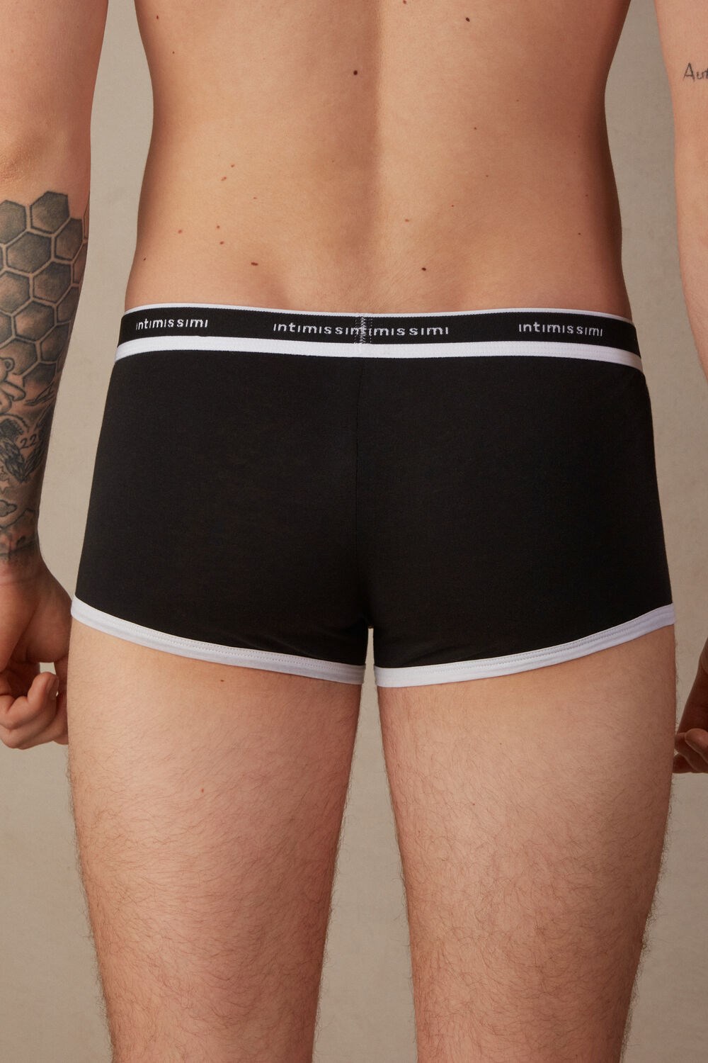 Intimissimi Natural Fresh Supima® Katoenen Boxers with Logo Zwart Zwart Wit | 78596UWLY